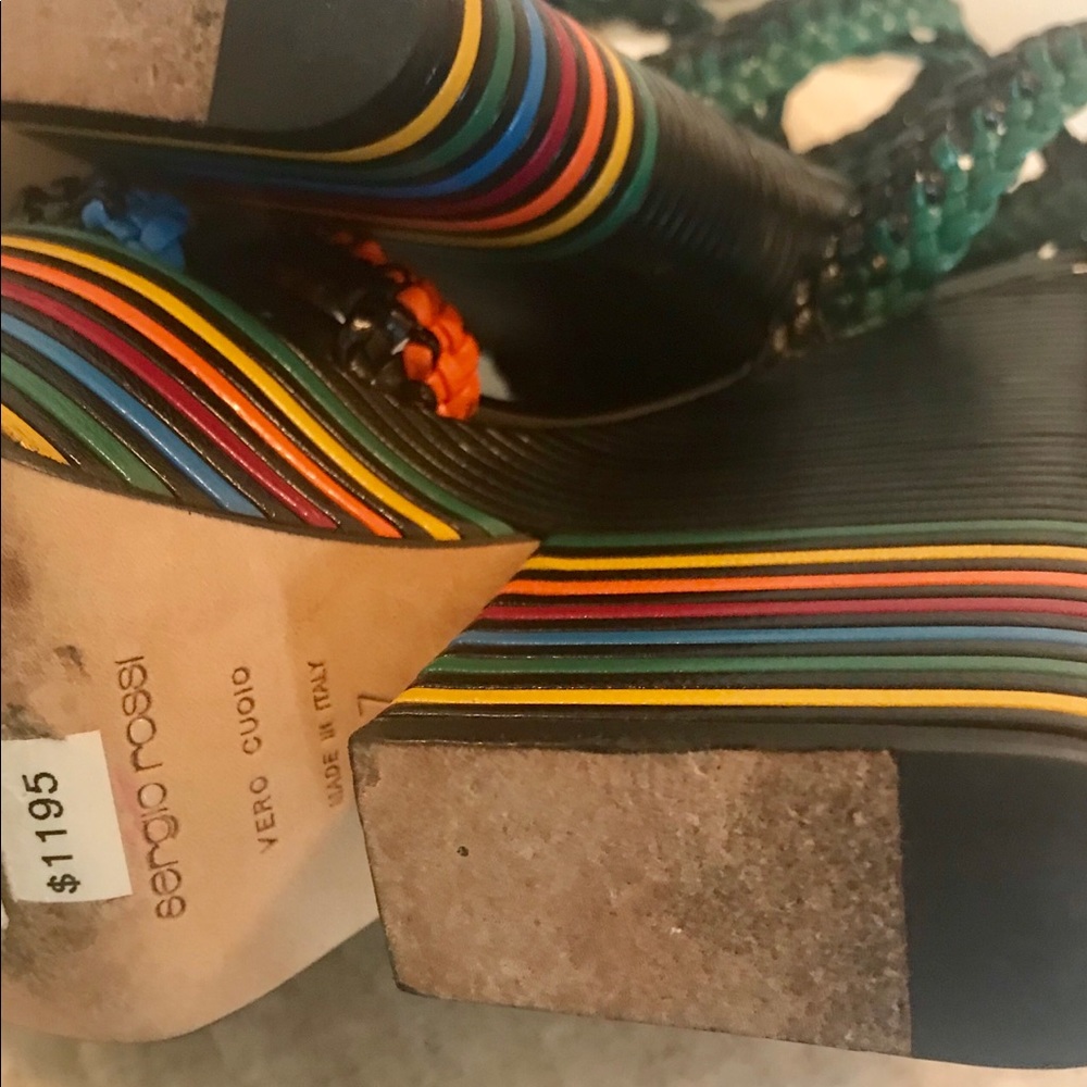 🔥 🔥 SERGIO ROSSI LEATHER MULTI-COLORED PLATFORM - Picture 6 of 7